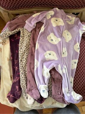 Assorted Baby Sleepwear Set in Pink, Cream & Mauve and swaddles